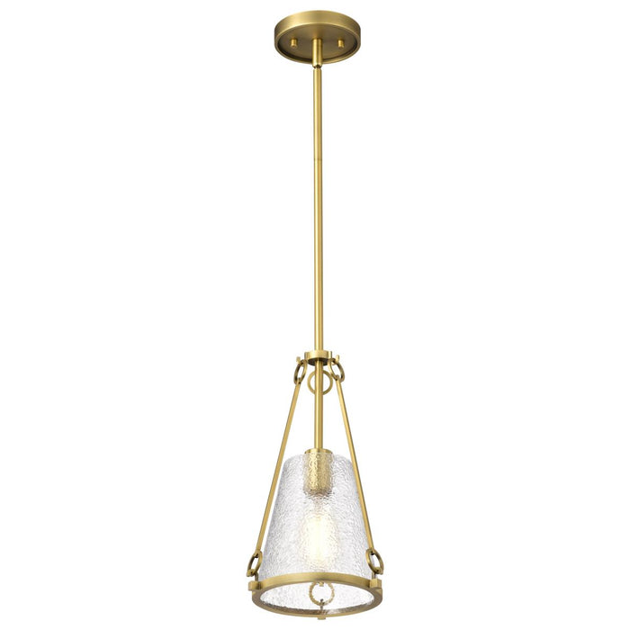 SATCO/NUVO Valentine Small Pendant Vintage Brass Finish Hammered Glass (60-8265)