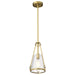 SATCO/NUVO Valentine Small Pendant Vintage Brass Finish Hammered Glass (60-8265)