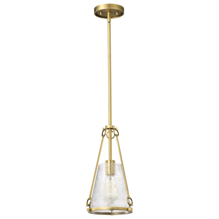 SATCO/NUVO Valentine Small Pendant Vintage Brass Finish Hammered Glass (60-8265)