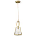 SATCO/NUVO Valentine Small Pendant Vintage Brass Finish Hammered Glass (60-8265)