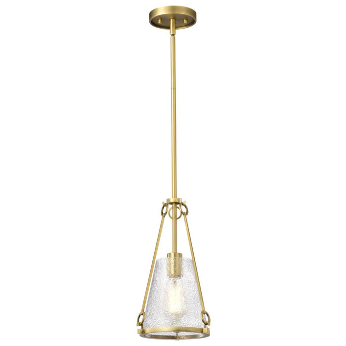 SATCO/NUVO Valentine Small Pendant Vintage Brass Finish Hammered Glass (60-8265)