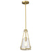 SATCO/NUVO Valentine Small Pendant Vintage Brass Finish Hammered Glass (60-8265)