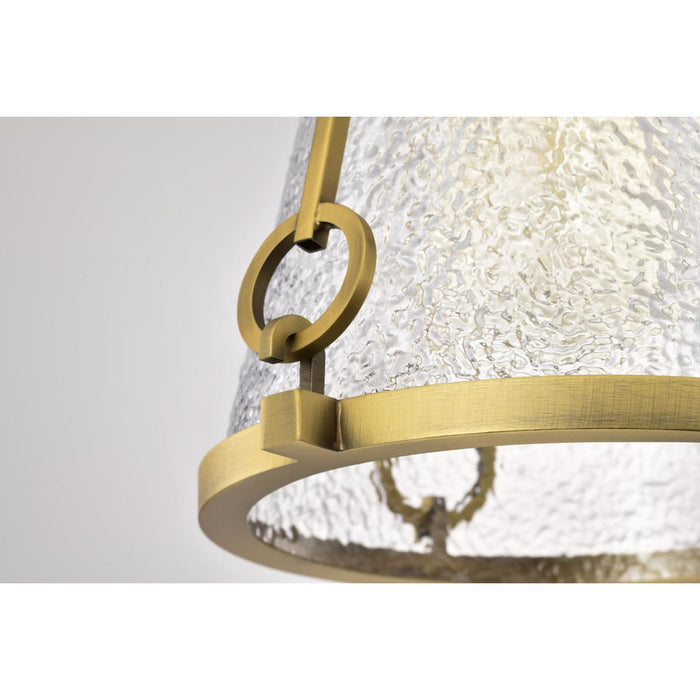 SATCO/NUVO Valentine Small Pendant Vintage Brass Finish Hammered Glass (60-8265)