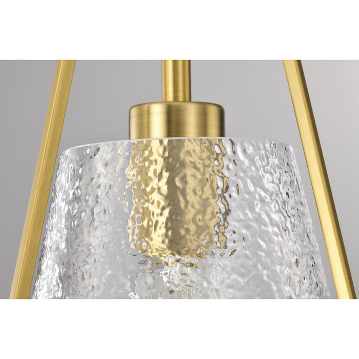 SATCO/NUVO Valentine Small Pendant Vintage Brass Finish Hammered Glass (60-8265)