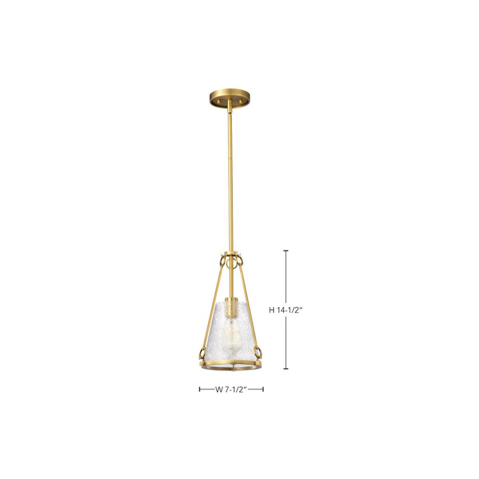 SATCO/NUVO Valentine Small Pendant Vintage Brass Finish Hammered Glass (60-8265)