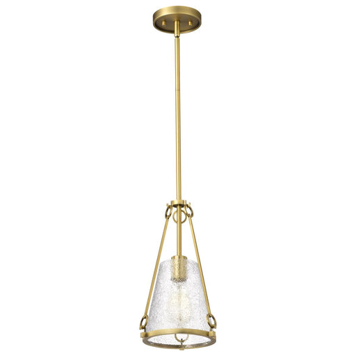 SATCO/NUVO Valentine Small Pendant Vintage Brass Finish Hammered Glass (60-8265)