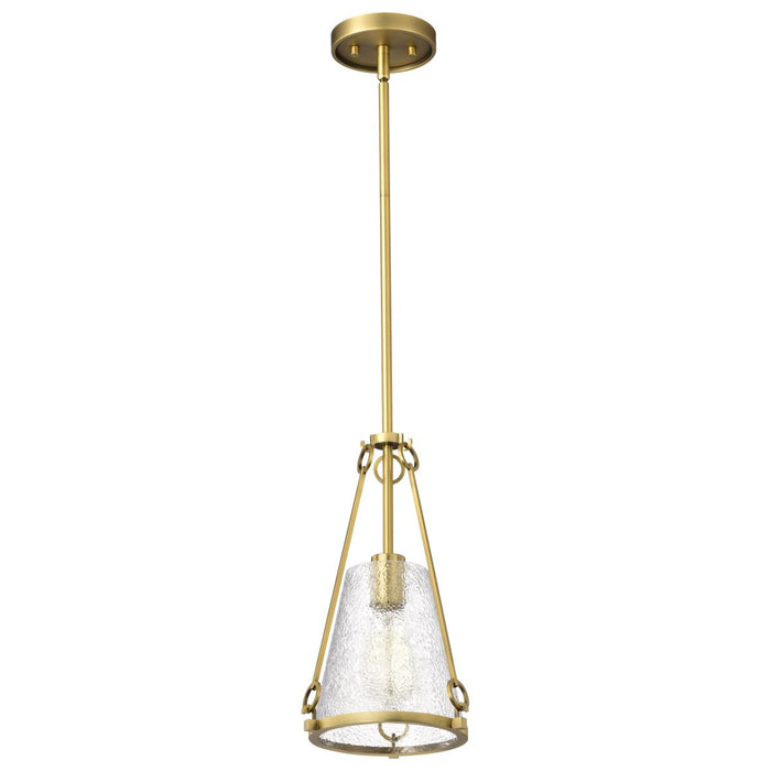 SATCO/NUVO Valentine Small Pendant Vintage Brass Finish Hammered Glass (60-8265)