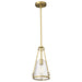 SATCO/NUVO Valentine Small Pendant Vintage Brass Finish Hammered Glass (60-8265)