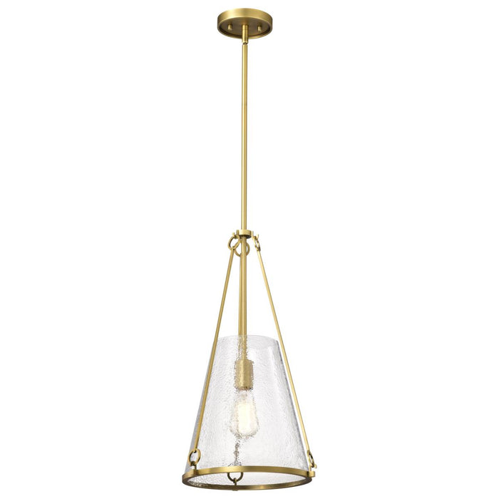 SATCO/NUVO Valentine Medium Pendant Vintage Brass Finish Hammered Glass (60-8266)