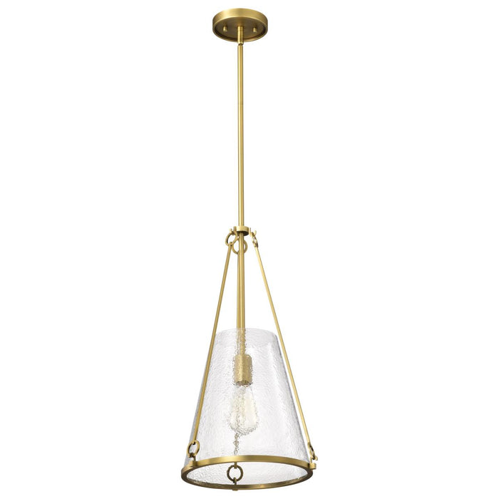 SATCO/NUVO Valentine Medium Pendant Vintage Brass Finish Hammered Glass (60-8266)