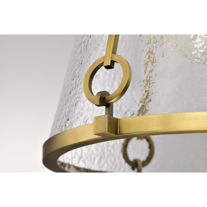 SATCO/NUVO Valentine Medium Pendant Vintage Brass Finish Hammered Glass (60-8266)