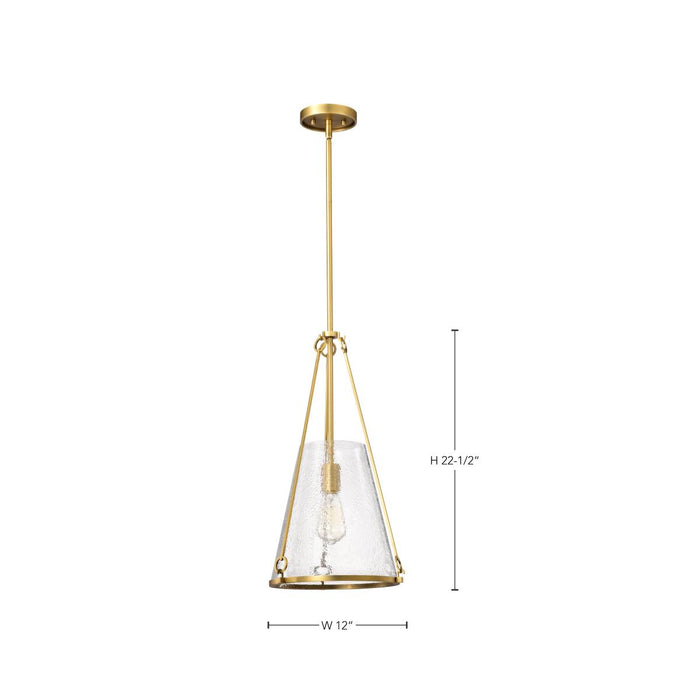 SATCO/NUVO Valentine Medium Pendant Vintage Brass Finish Hammered Glass (60-8266)