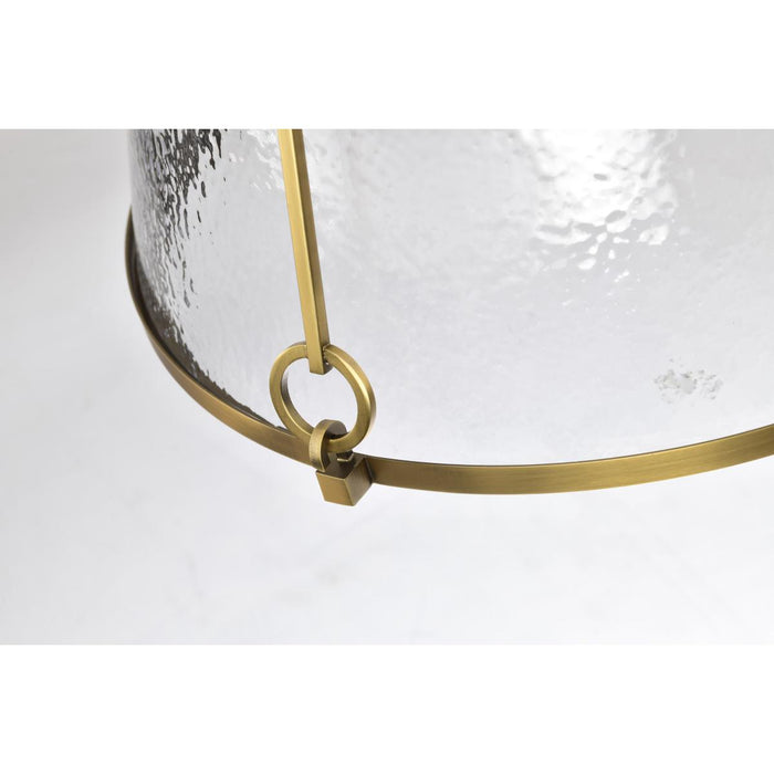 SATCO/NUVO Valentine Large Pendant Vintage Brass Finish Hammered Glass (60-8267)