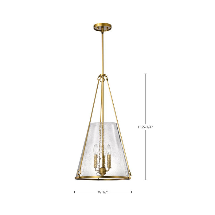 SATCO/NUVO Valentine Large Pendant Vintage Brass Finish Hammered Glass (60-8267)