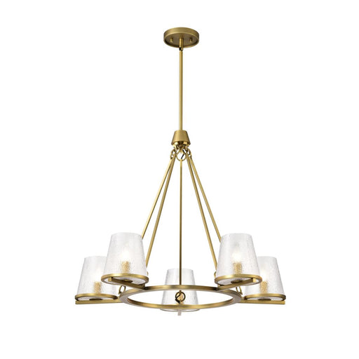 SATCO/NUVO Valentine 5-Light Chandelier Vintage Brass Finish Hammered Glass (60-8268)