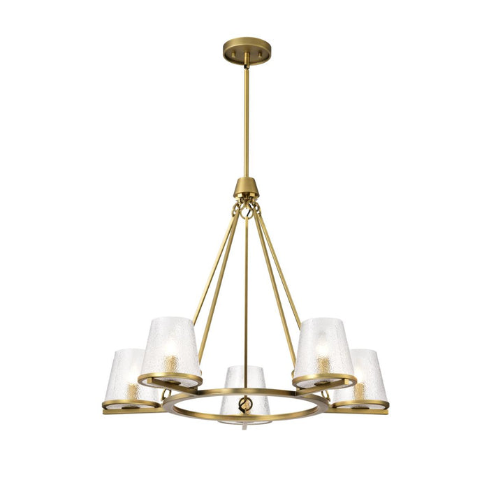 SATCO/NUVO Valentine 5-Light Chandelier Vintage Brass Finish Hammered Glass (60-8268)