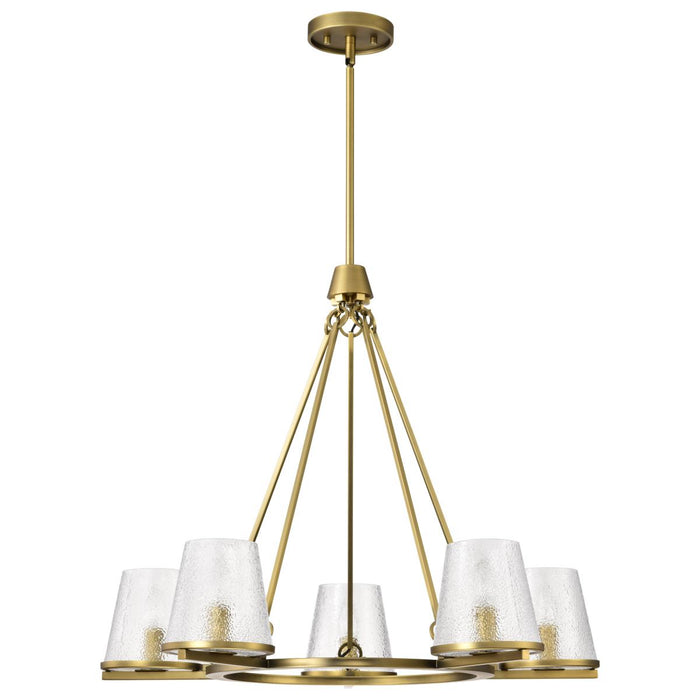 SATCO/NUVO Valentine 5-Light Chandelier Vintage Brass Finish Hammered Glass (60-8268)