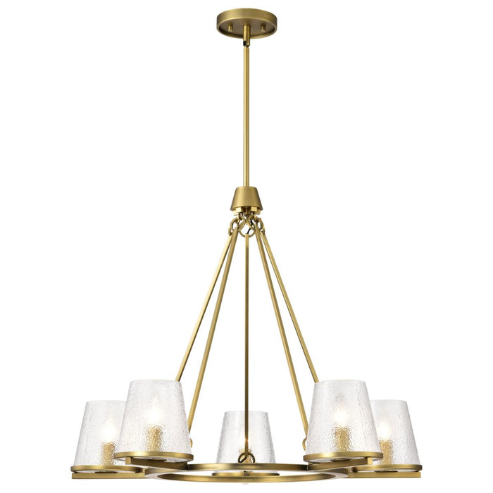 SATCO/NUVO Valentine 5-Light Chandelier Vintage Brass Finish Hammered Glass (60-8268)
