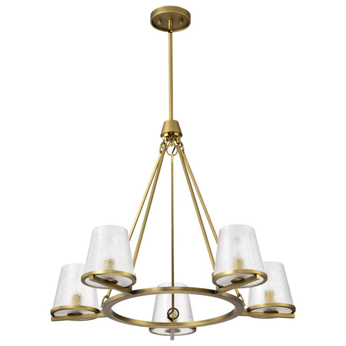 SATCO/NUVO Valentine 5-Light Chandelier Vintage Brass Finish Hammered Glass (60-8268)