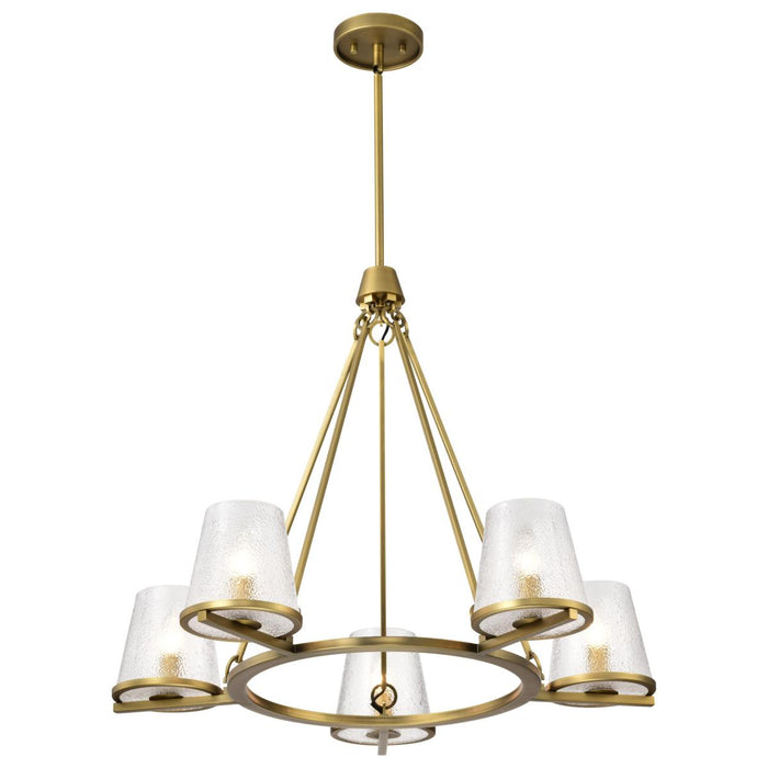SATCO/NUVO Valentine 5-Light Chandelier Vintage Brass Finish Hammered Glass (60-8268)