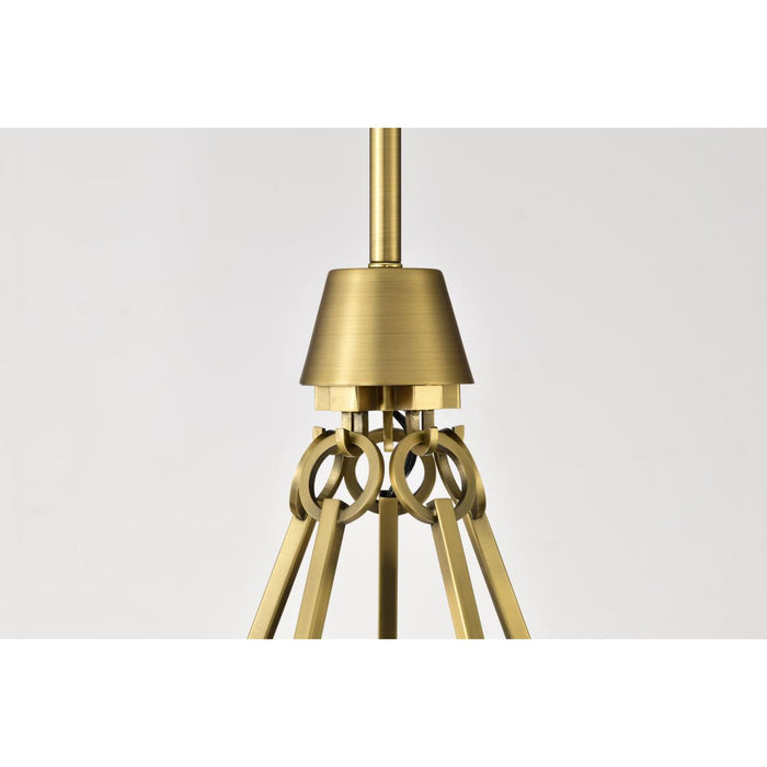 SATCO/NUVO Valentine 5-Light Chandelier Vintage Brass Finish Hammered Glass (60-8268)