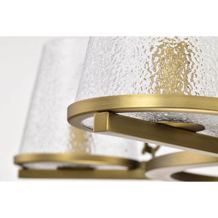 SATCO/NUVO Valentine 5-Light Chandelier Vintage Brass Finish Hammered Glass (60-8268)