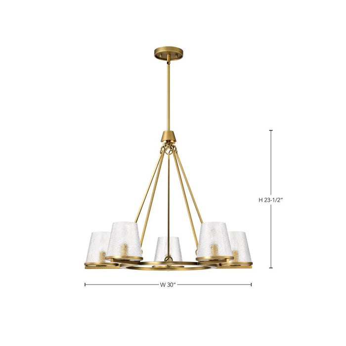 SATCO/NUVO Valentine 5-Light Chandelier Vintage Brass Finish Hammered Glass (60-8268)