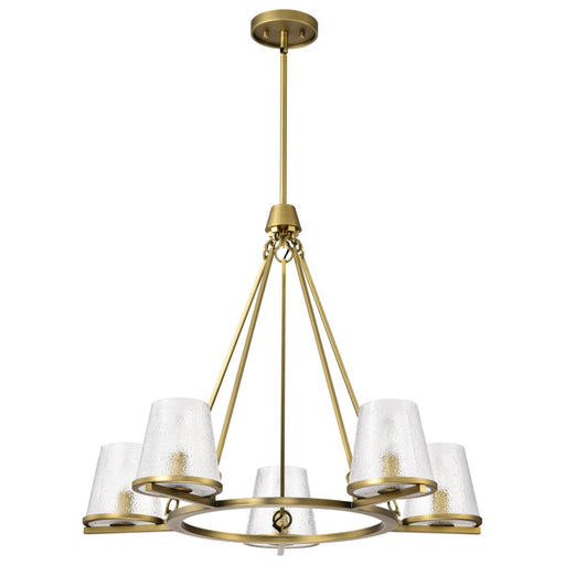 SATCO/NUVO Valentine 5-Light Chandelier Vintage Brass Finish Hammered Glass (60-8268)