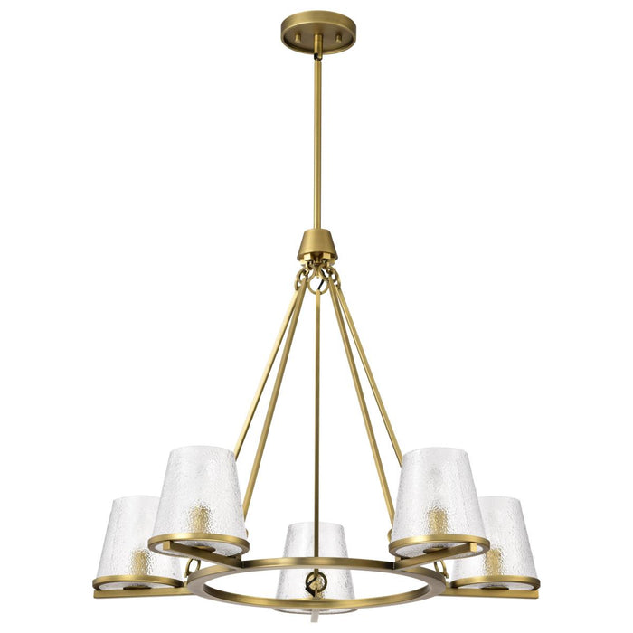 SATCO/NUVO Valentine 5-Light Chandelier Vintage Brass Finish Hammered Glass (60-8268)