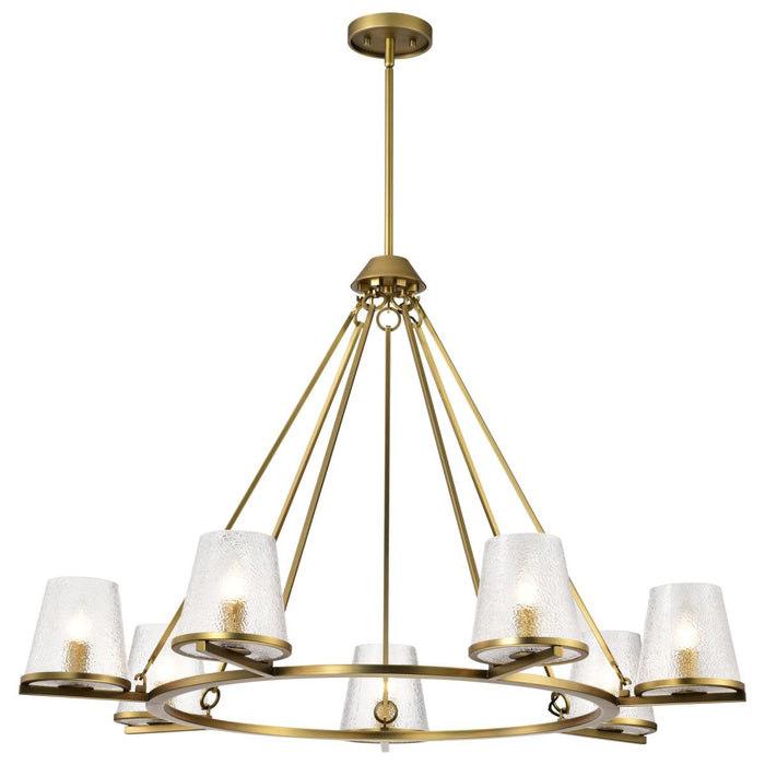SATCO/NUVO Valentine 7-Light Chandelier Vintage Brass Finish Hammered Glass (60-8269)