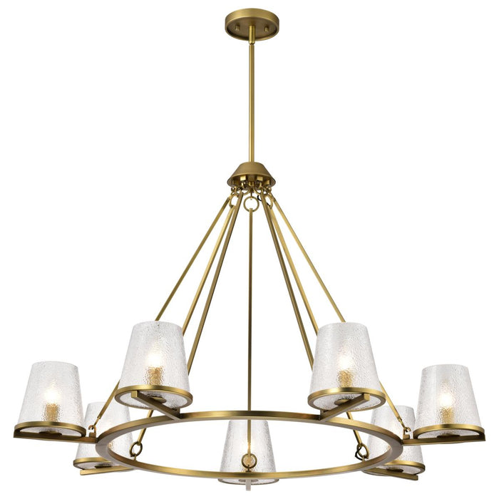 SATCO/NUVO Valentine 7-Light Chandelier Vintage Brass Finish Hammered Glass (60-8269)