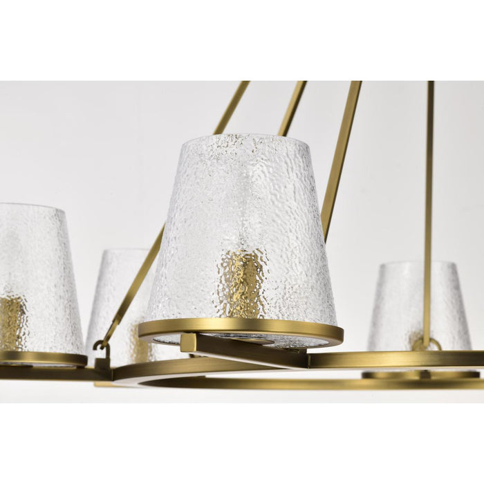 SATCO/NUVO Valentine 7-Light Chandelier Vintage Brass Finish Hammered Glass (60-8269)