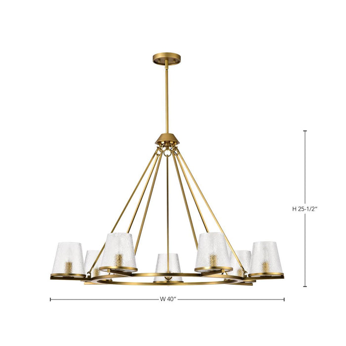 SATCO/NUVO Valentine 7-Light Chandelier Vintage Brass Finish Hammered Glass (60-8269)