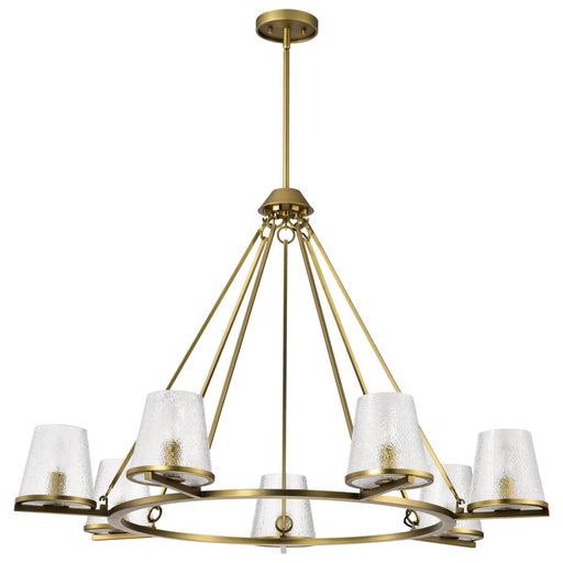 SATCO/NUVO Valentine 7-Light Chandelier Vintage Brass Finish Hammered Glass (60-8269)