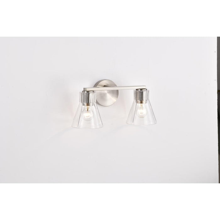 SATCO/NUVO Gianna 2-Light Vanity Brushed Nickel Finish Clear Glass (60-8332)