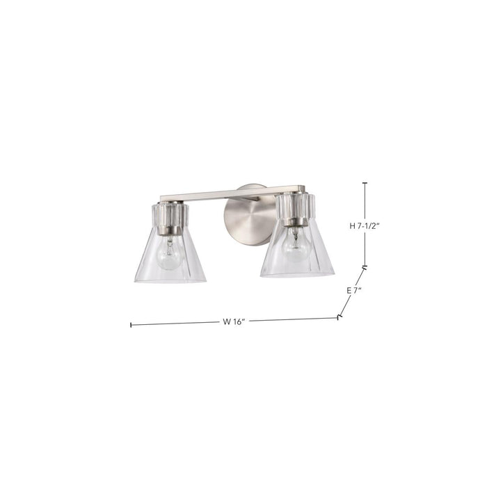 SATCO/NUVO Gianna 2-Light Vanity Brushed Nickel Finish Clear Glass (60-8332)