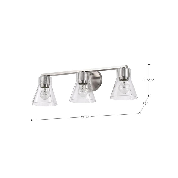 SATCO/NUVO Gianna 3-Light Vanity Brushed Nickel Finish Clear Glass (60-8333)