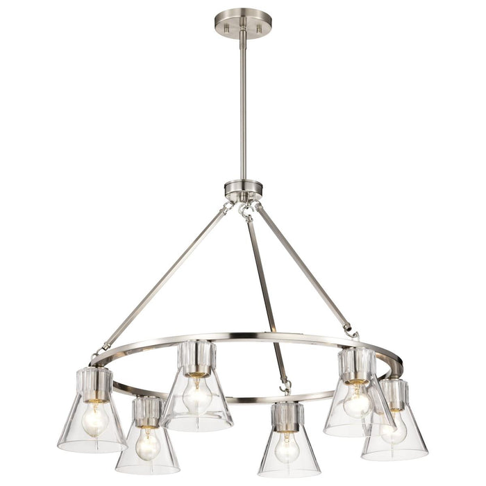 SATCO/NUVO Gianna 6-Light Chandelier Brushed Nickel Finish Clear Glass (60-8335)