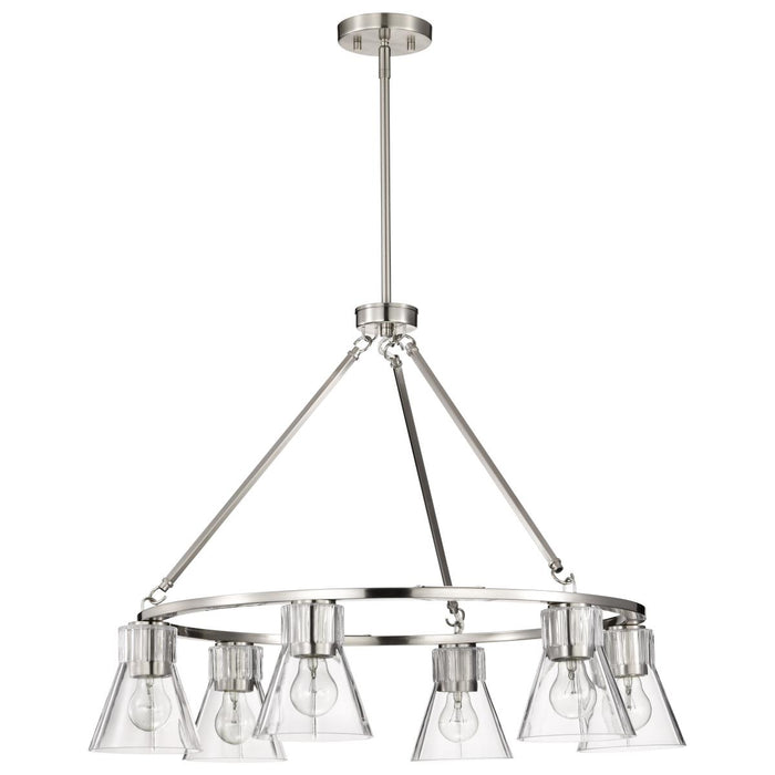 SATCO/NUVO Gianna 6-Light Chandelier Brushed Nickel Finish Clear Glass (60-8335)