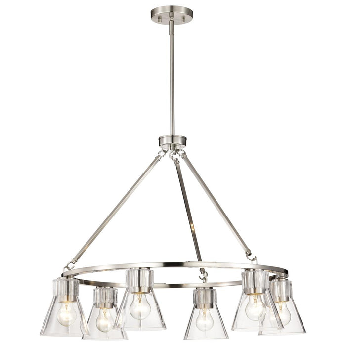 SATCO/NUVO Gianna 6-Light Chandelier Brushed Nickel Finish Clear Glass (60-8335)