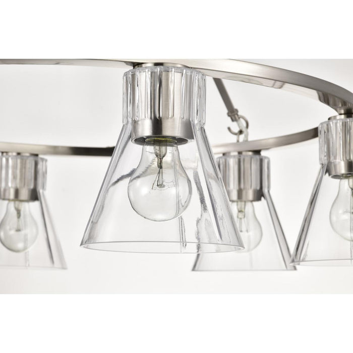 SATCO/NUVO Gianna 6-Light Chandelier Brushed Nickel Finish Clear Glass (60-8335)