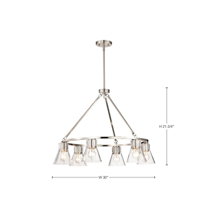 SATCO/NUVO Gianna 6-Light Chandelier Brushed Nickel Finish Clear Glass (60-8335)