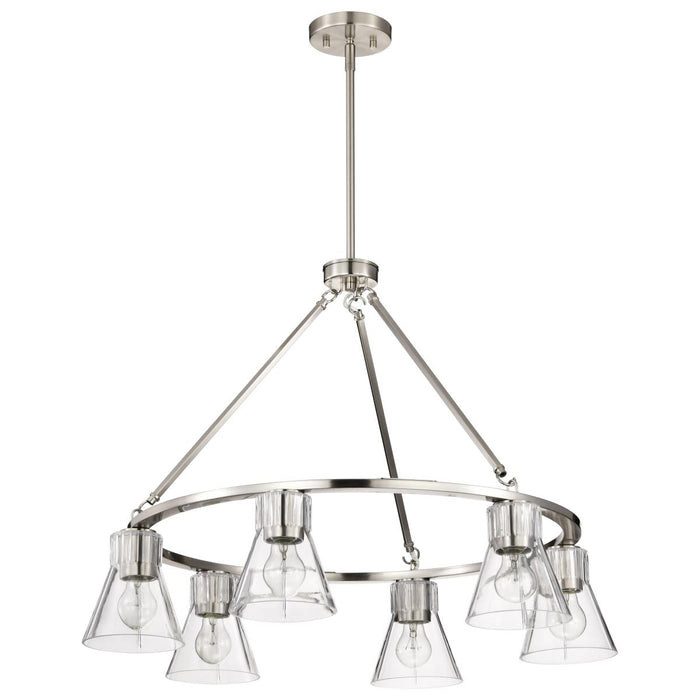 SATCO/NUVO Gianna 6-Light Chandelier Brushed Nickel Finish Clear Glass (60-8335)