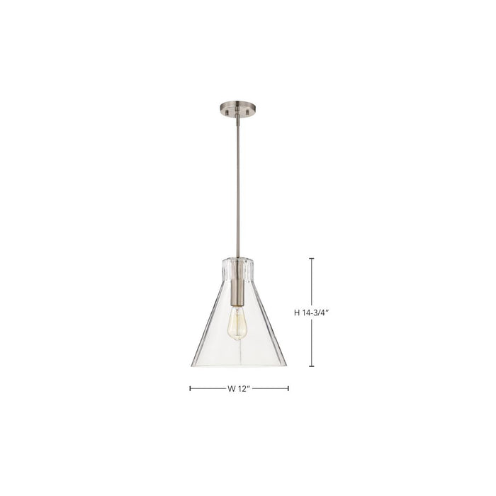 SATCO/NUVO Gianna 1-Light Medium Pendant Brushed Nickel Finish Clear Glass (60-8338)