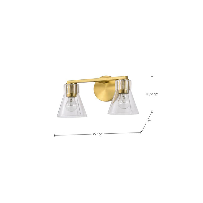 SATCO/NUVO Gianna 2-Light Vanity Vintage Brass Finish Clear Glass (60-8342)