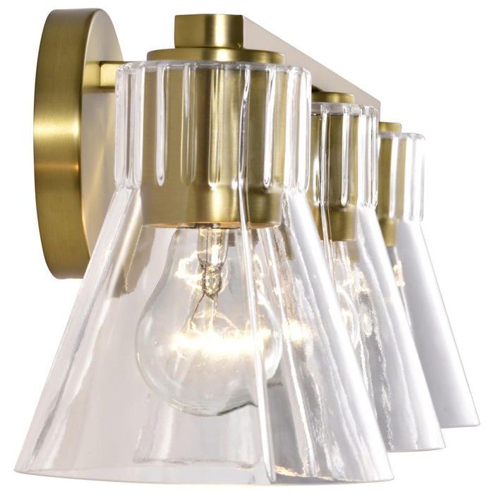 SATCO/NUVO Gianna 3-Light Vanity Vintage Brass Finish Clear Glass (60-8343)