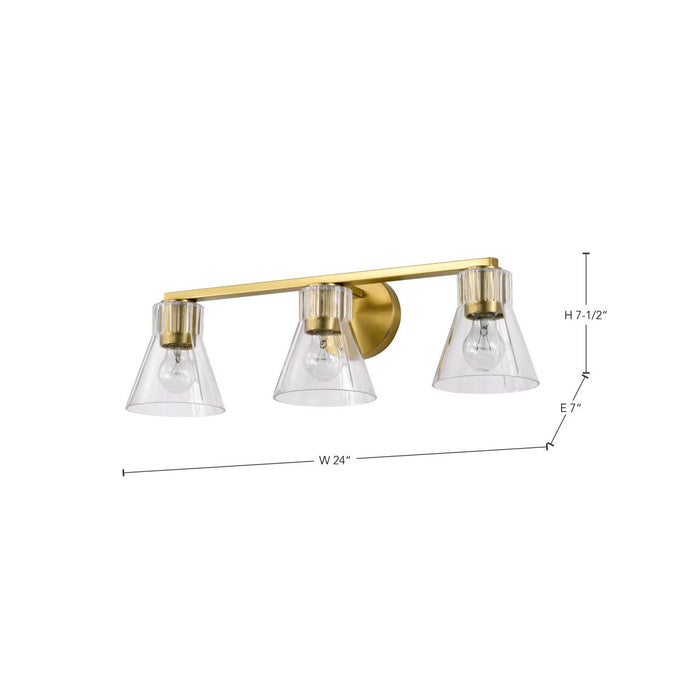 SATCO/NUVO Gianna 3-Light Vanity Vintage Brass Finish Clear Glass (60-8343)