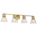 SATCO/NUVO Gianna 4-Light Vanity Vintage Brass Finish Clear Glass (60-8344)