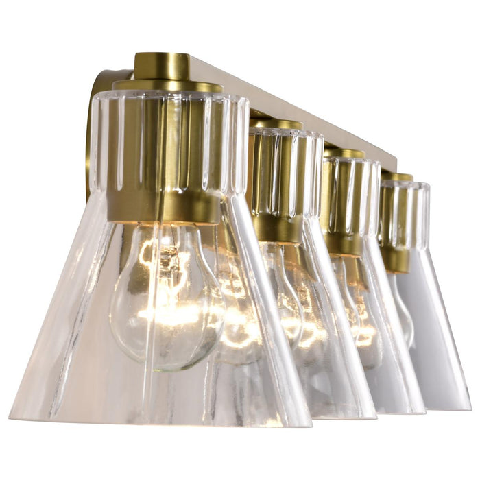 SATCO/NUVO Gianna 4-Light Vanity Vintage Brass Finish Clear Glass (60-8344)