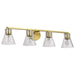 SATCO/NUVO Gianna 4-Light Vanity Vintage Brass Finish Clear Glass (60-8344)